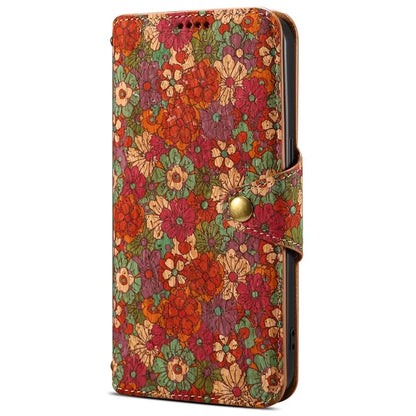 For Samsung Galaxy A14 4G / 5G Case Flower Printing Horizontal Stand PU Leather Phone Cover