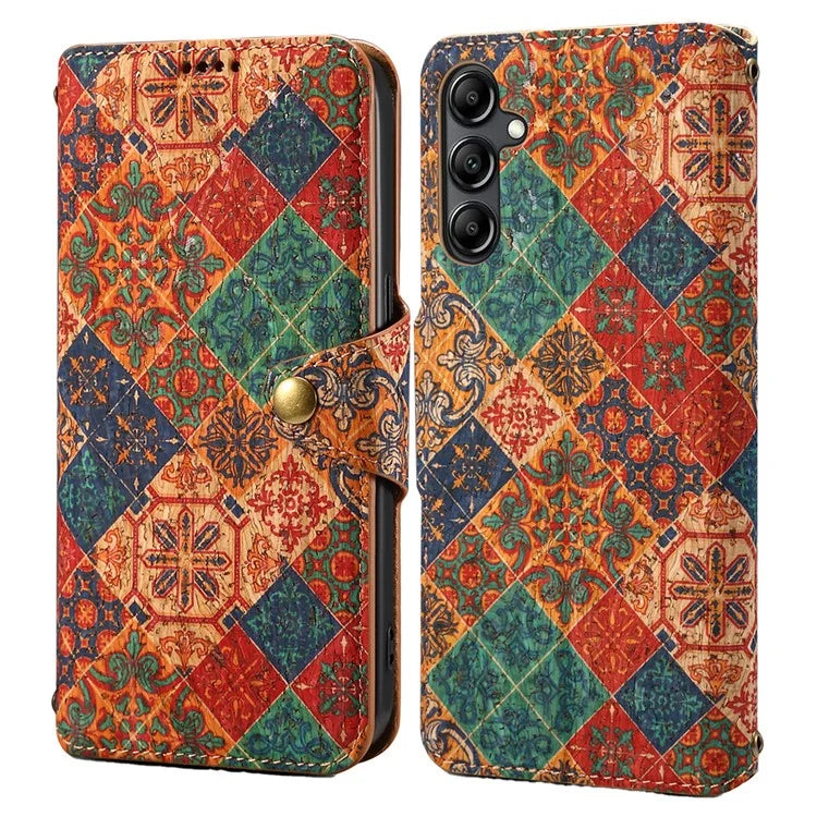 For Samsung Galaxy A14 4G / 5G Case Flower Printing Horizontal Stand PU Leather Phone Cover
