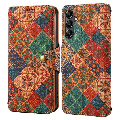 For Samsung Galaxy A14 4G / 5G Case Flower Printing Horizontal Stand PU Leather Phone Cover