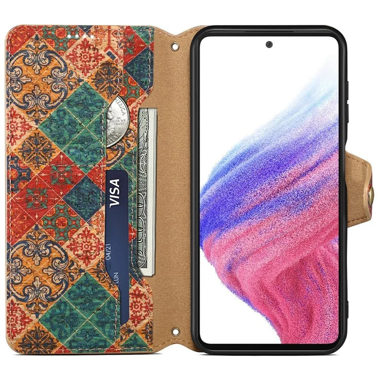 For Samsung Galaxy A14 4G / 5G Case Flower Printing Horizontal Stand PU Leather Phone Cover