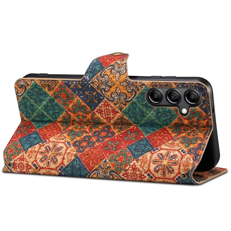 For Samsung Galaxy A14 4G / 5G Case Flower Printing Horizontal Stand PU Leather Phone Cover