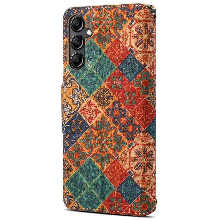 For Samsung Galaxy A14 4G / 5G Case Flower Printing Horizontal Stand PU Leather Phone Cover