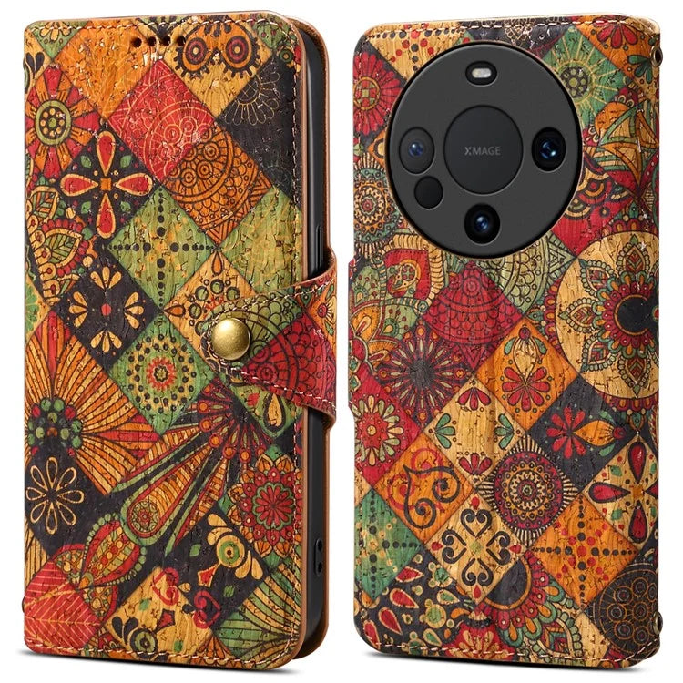 For Huawei Mate 60 Pro Case Flower Printing PU Leather Shockproof Phone Cover