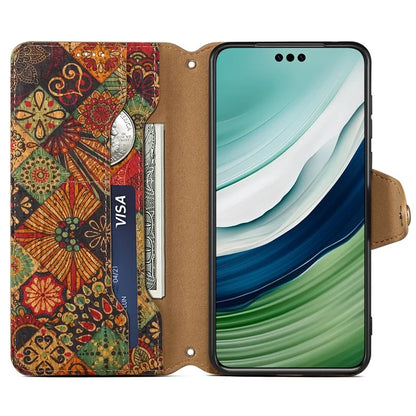 For Huawei Mate 60 Pro Case Flower Printing PU Leather Shockproof Phone Cover