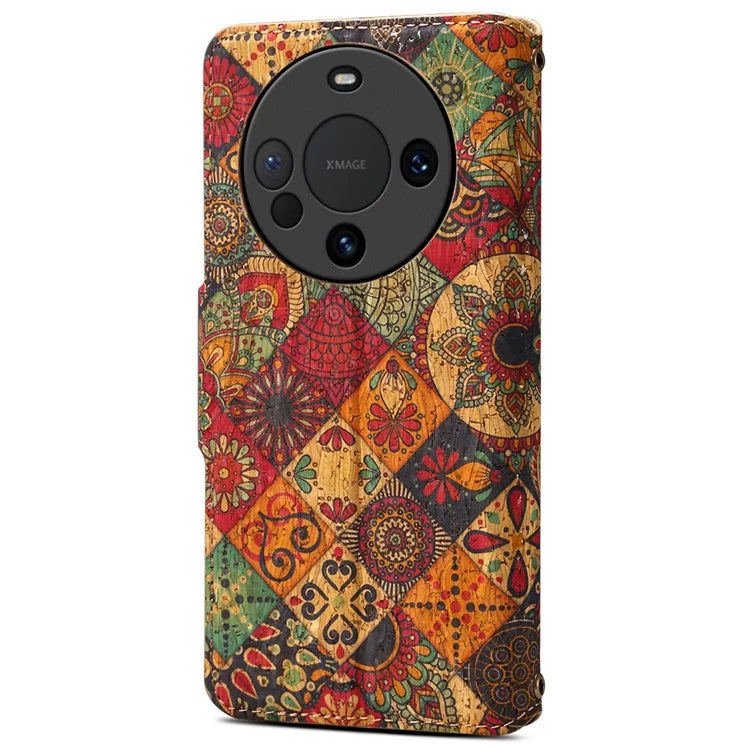 For Huawei Mate 60 Pro Case Flower Printing PU Leather Shockproof Phone Cover