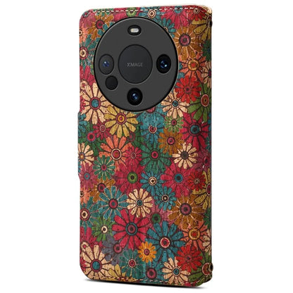 For Huawei Mate 60 Pro Case Flower Printing PU Leather Shockproof Phone Cover