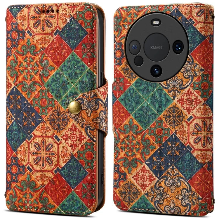 For Huawei Mate 60 Pro Case Flower Printing PU Leather Shockproof Phone Cover
