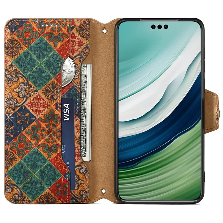 For Huawei Mate 60 Pro Case Flower Printing PU Leather Shockproof Phone Cover