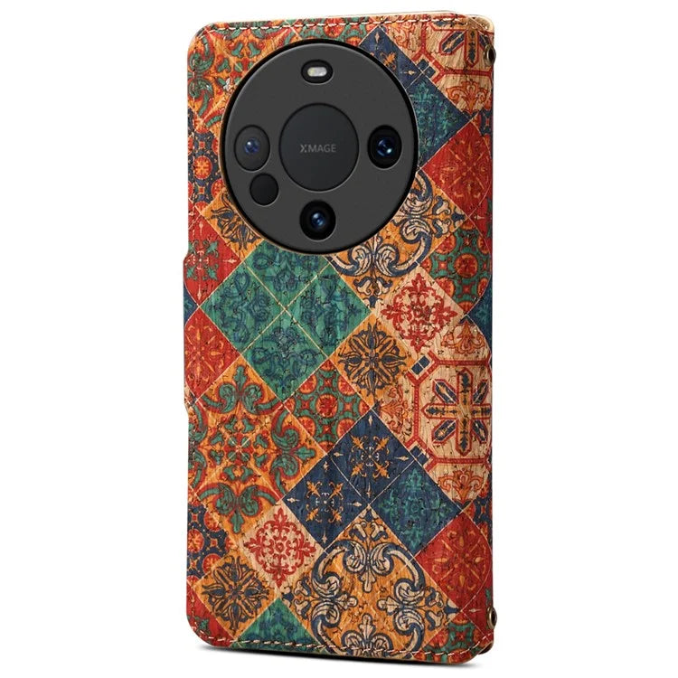 For Huawei Mate 60 Pro Case Flower Printing PU Leather Shockproof Phone Cover