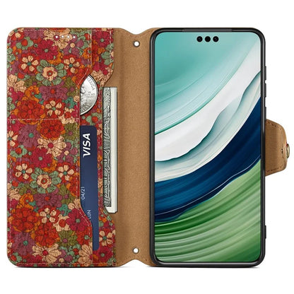 For Huawei Mate 60 Pro Case Flower Printing PU Leather Shockproof Phone Cover