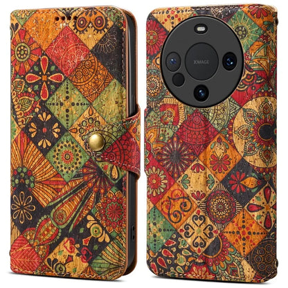 For Huawei Mate 60 Pro+ Case Flower Printing Folio Flip PU Leather Phone Cover