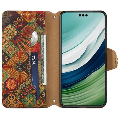 For Huawei Mate 60 Pro+ Case Flower Printing Folio Flip PU Leather Phone Cover