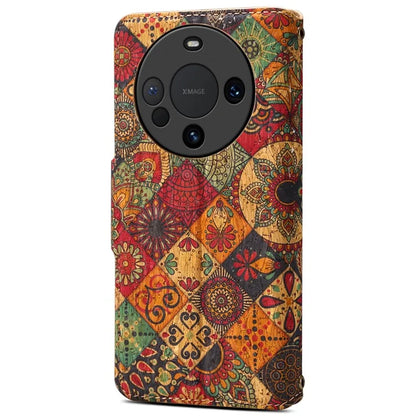 For Huawei Mate 60 Pro+ Case Flower Printing Folio Flip PU Leather Phone Cover