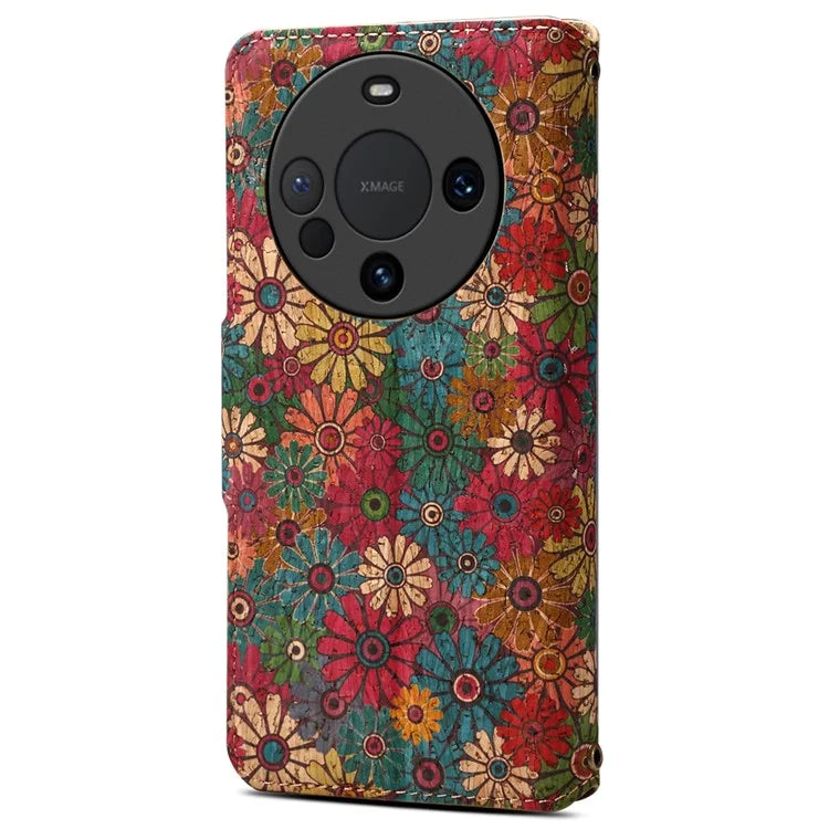 For Huawei Mate 60 Pro+ Case Flower Printing Folio Flip PU Leather Phone Cover