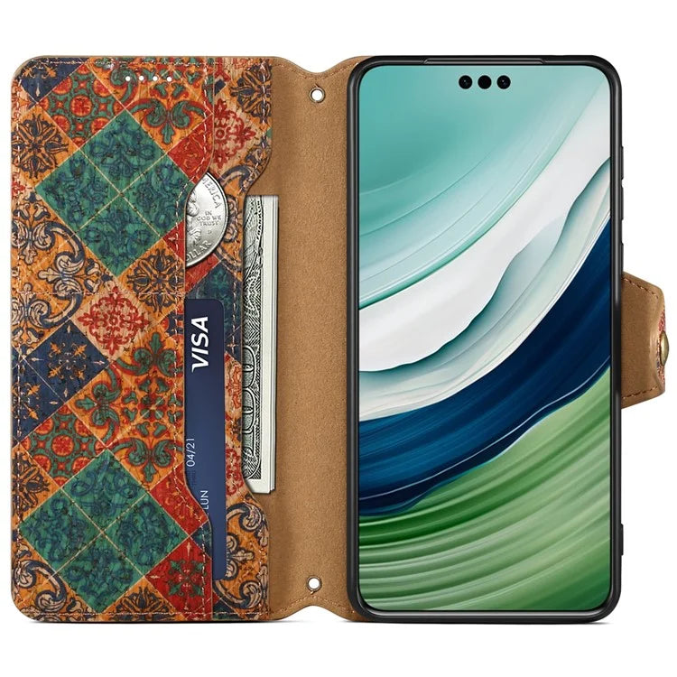 For Huawei Mate 60 Pro+ Case Flower Printing Folio Flip PU Leather Phone Cover