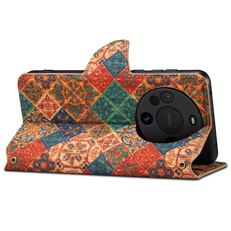 For Huawei Mate 60 Pro+ Case Flower Printing Folio Flip PU Leather Phone Cover