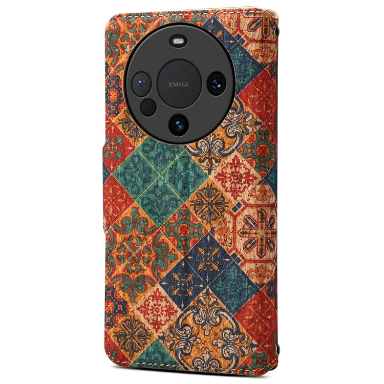 For Huawei Mate 60 Pro+ Case Flower Printing Folio Flip PU Leather Phone Cover