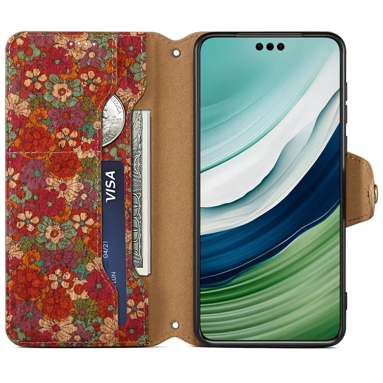 For Huawei Mate 60 Pro+ Case Flower Printing Folio Flip PU Leather Phone Cover