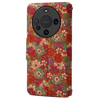 For Huawei Mate 60 Pro+ Case Flower Printing Folio Flip PU Leather Phone Cover