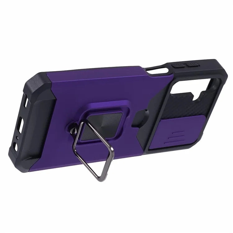 For Samsung Galaxy A15 5G Case PC+TPU Card Holder Phone Kickstand Cover