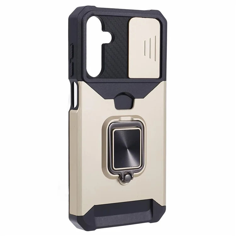 For Samsung Galaxy A15 5G Case PC+TPU Card Holder Phone Kickstand Cover