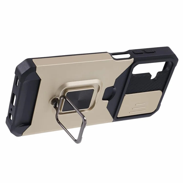 For Samsung Galaxy A15 5G Case PC+TPU Card Holder Phone Kickstand Cover