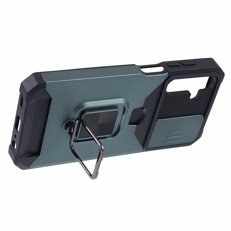 For Samsung Galaxy A15 5G Case PC+TPU Card Holder Phone Kickstand Cover