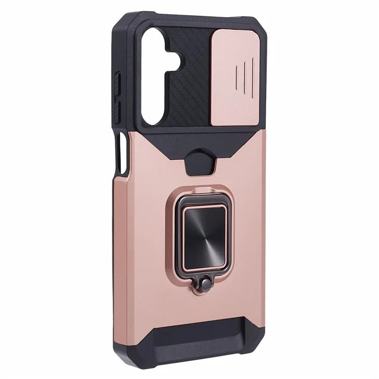For Samsung Galaxy A15 5G Case PC+TPU Card Holder Phone Kickstand Cover