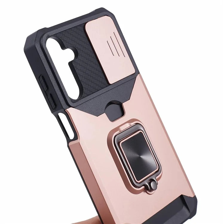For Samsung Galaxy A15 5G Case PC+TPU Card Holder Phone Kickstand Cover