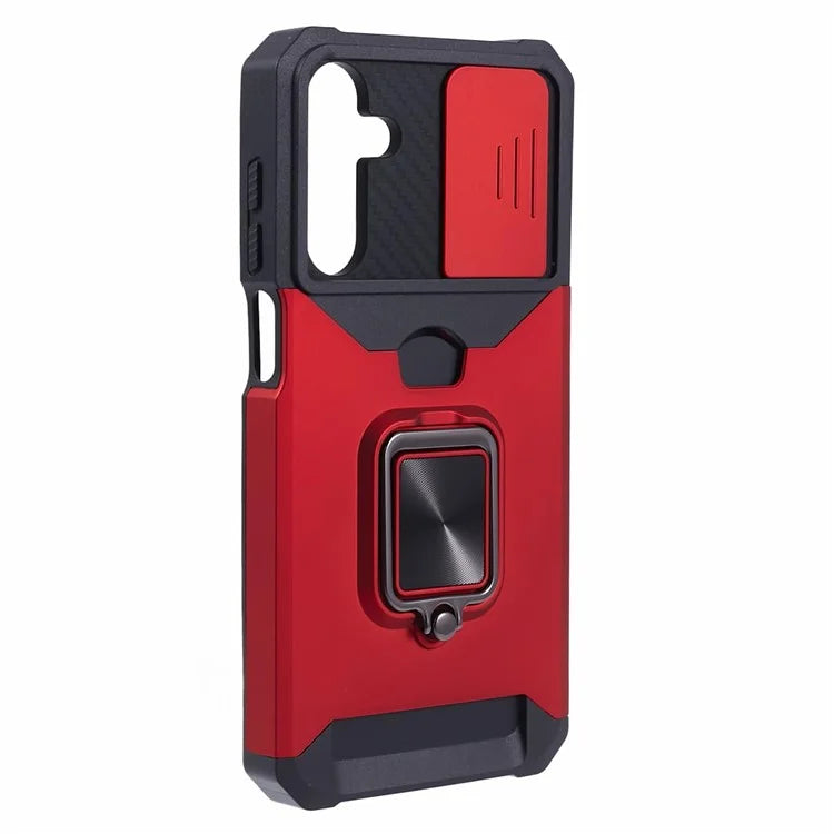 For Samsung Galaxy A15 5G Case PC+TPU Card Holder Phone Kickstand Cover