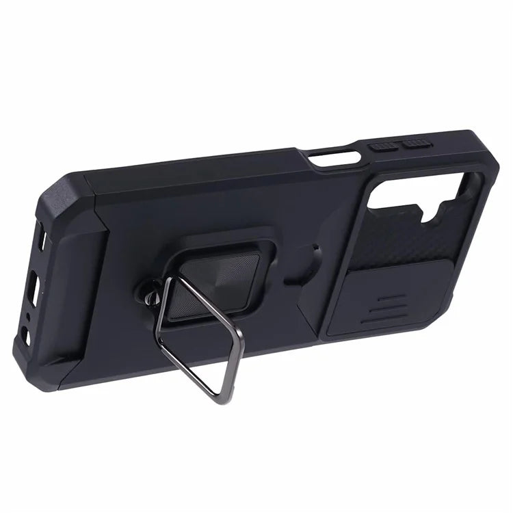 For Samsung Galaxy A15 5G Case PC+TPU Card Holder Phone Kickstand Cover