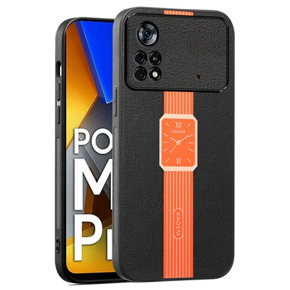 KADEM For Xiaomi Poco M4 Pro 4G Case Watch Pattern Leather Coated TPU+Acrylic Phone Cover