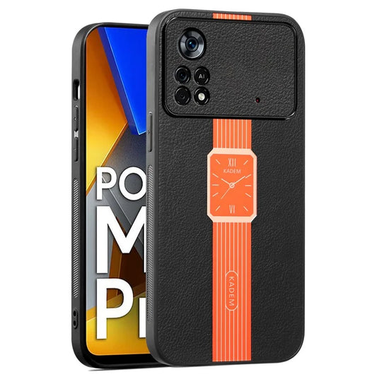 KADEM For Xiaomi Poco M4 Pro 4G Case Watch Pattern Leather Coated TPU+Acrylic Phone Cover