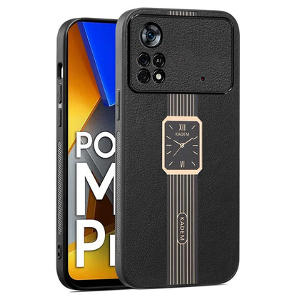 KADEM For Xiaomi Poco M4 Pro 4G Case Watch Pattern Leather Coated TPU+Acrylic Phone Cover