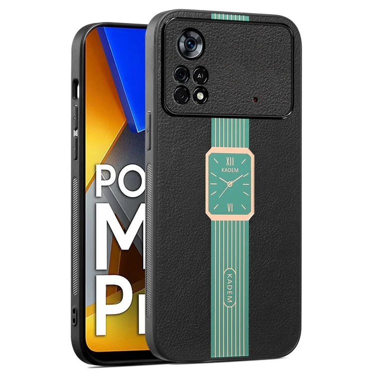 KADEM For Xiaomi Poco M4 Pro 4G Case Watch Pattern Leather Coated TPU+Acrylic Phone Cover