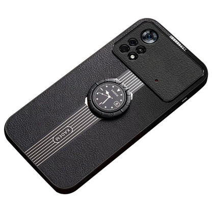KADEM For Xiaomi Poco M4 Pro 4G Case Ring Kickstand PU Leather+TPU+Acrylic Phone Cover