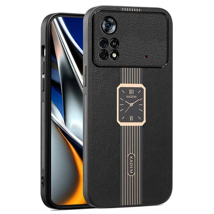 KADEM For Xiaomi Poco X4 Pro 5G Case Electroplating Watch Pattern Leather Coated TPU+Acrylic Cover