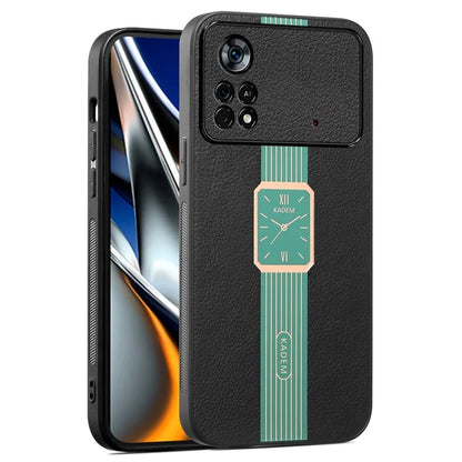 KADEM For Xiaomi Poco X4 Pro 5G Case Electroplating Watch Pattern Leather Coated TPU+Acrylic Cover