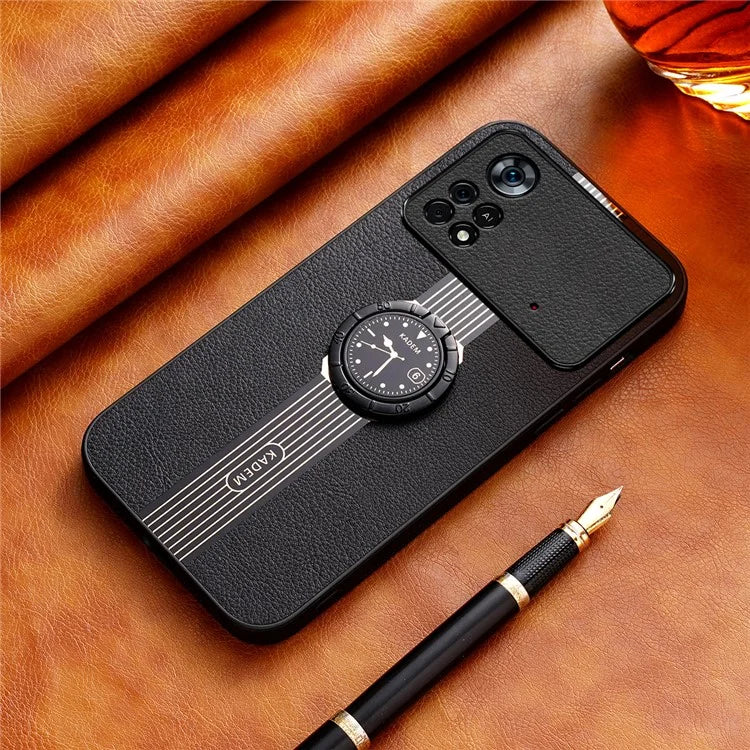 KADEM For Xiaomi Poco X4 Pro 5G Case Watch Pattern PU Leather Coating TPU+Acrylic Phone Cover