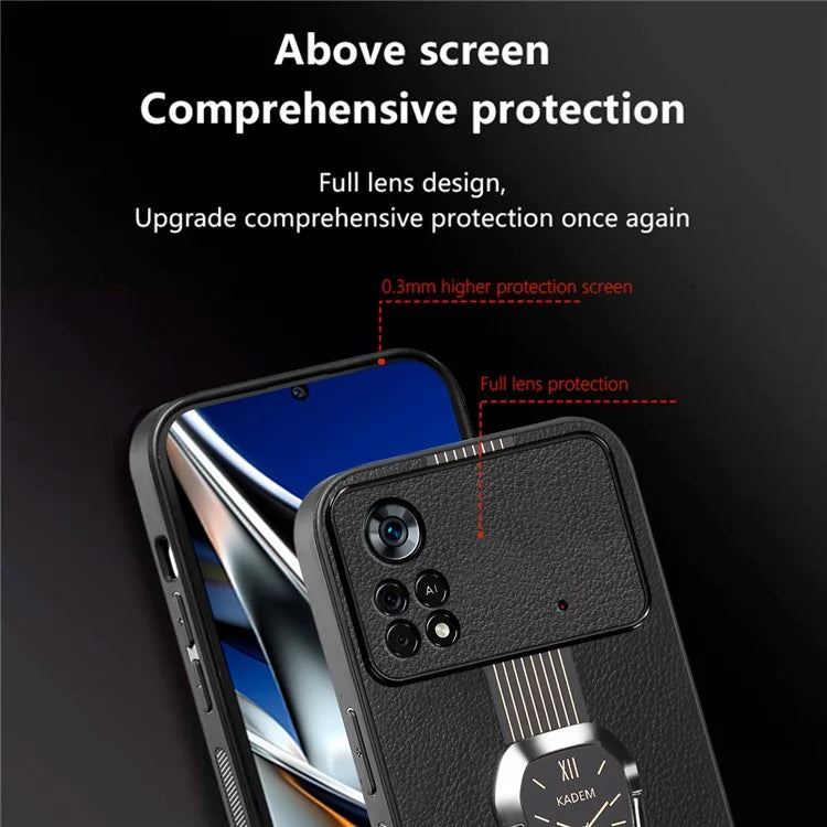 KADEM For Xiaomi Poco X4 Pro 5G Case Watch Pattern PU Leather+TPU+Acrylic Phone Cover