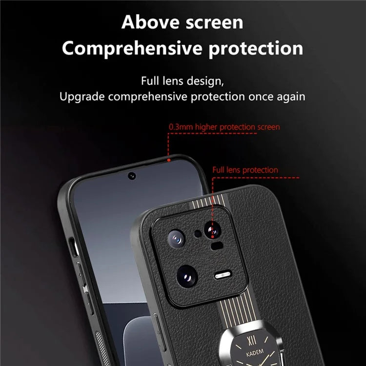 KADEM For Xiaomi 13 Pro 5G Case PU Leather Coated TPU+Acrylic Mobile Phone Back Cover