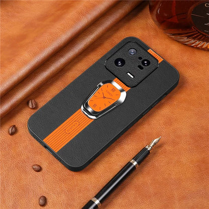 KADEM For Xiaomi 13 Pro 5G Case PU Leather Coated TPU+Acrylic Mobile Phone Back Cover