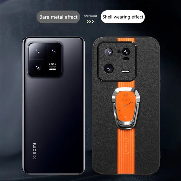 KADEM For Xiaomi 13 Pro 5G Case PU Leather Coated TPU+Acrylic Mobile Phone Back Cover