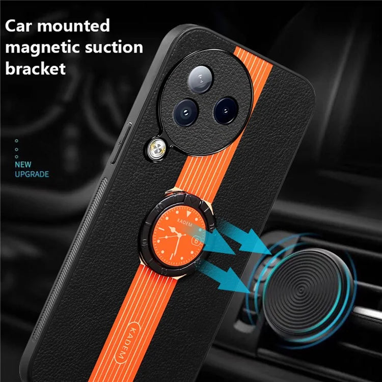 KADEM For Xiaomi Civi 3 5G Case PU Leather Coating TPU+Acrylic Phone Cover with Ring Kickstand