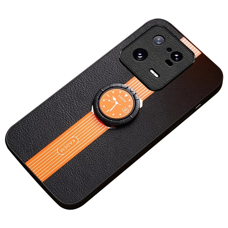 KADEM For Xiaomi 13 Pro 5G Case PU Leather Coating TPU+Acrylic Watch Pattern Phone Kickstand Shell