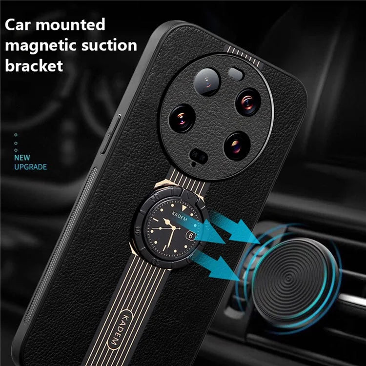 KADEM For Xiaomi 13 Ultra Case PU Leather+TPU+Acrylic Drop Resistant Phone Kickstand Shell