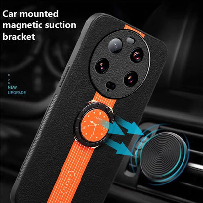 KADEM For Xiaomi 13 Ultra Case PU Leather+TPU+Acrylic Drop Resistant Phone Kickstand Shell