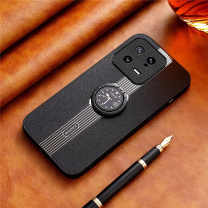 KADEM For Xiaomi 13 Case PU Leather+TPU+Acrylic Phone Cover Support Magnetic Car Mount