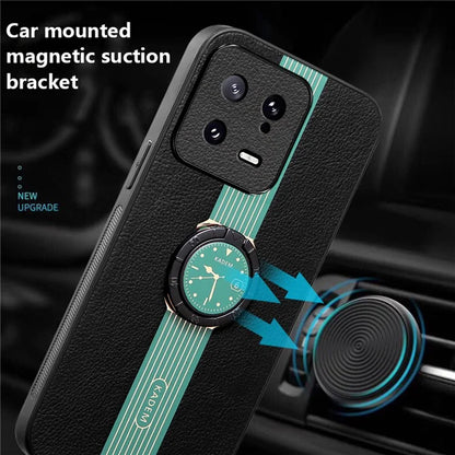 KADEM For Xiaomi 13 Case PU Leather+TPU+Acrylic Phone Cover Support Magnetic Car Mount