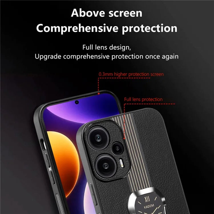KADEM For Xiaomi Redmi Note 12 Turbo / Poco F5 5G Case PU Leather+TPU+Acrylic Anti-fall Phone Cover